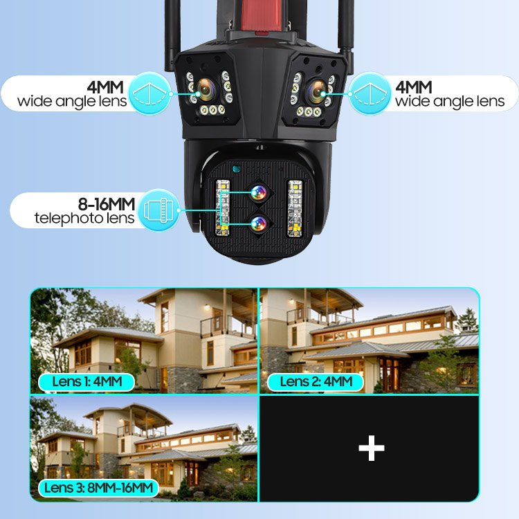 LEVOFAST Outdoor Auto Tracking 4MP waterproof Wireless Security Camera 8K HD 10X Optical Zoom 12MP Four Lens ptz IP CCTV Camera