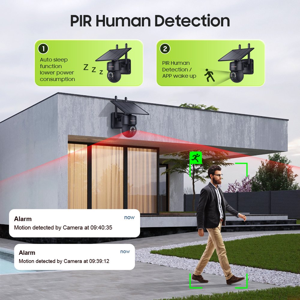 SECTEC GSM 4G Sim Card IP67 Solar Powered Battery Security Solar Energy System PIR GSM LTE 4G Solar Battery Camera