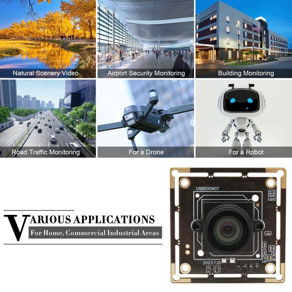 ELP 5MP USB Camera Module No Distortion Lens HD 2592x1944P 30fps IMX335 Camera Module USB For Scanning,Home Surveillance System