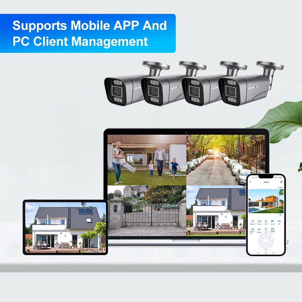 LS VISION Custom Security System 4MP AI Intelligent Alert 4CH IPC NVR Kits Outdoor IP Parking Project Community Management