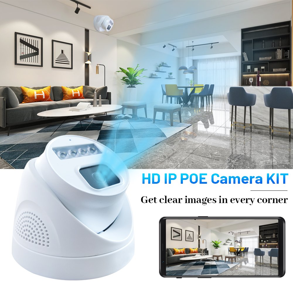WESECUU POE HD Ip Camera Waterproof AI Human Detection Face Detection Smart 8CH POE AI Alarm NVR KIT