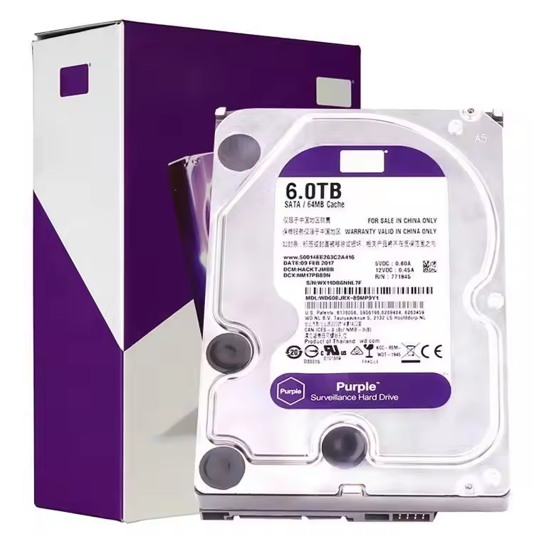 6TB Purple Hard Drive WD WD61PURX3.5" SATA 6Gb/s Intelli Power 5400 RPM 64MB HDD for CCTV Camera AHD DVR