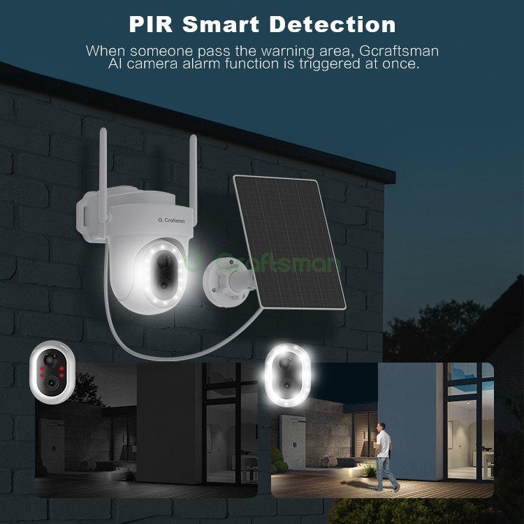L1(AG) GCraftsman 5MP PIR WiFi Solar Battery Powered Wireless Camera Full Color Night Vision PTZ Security Home Outdoor Alarm