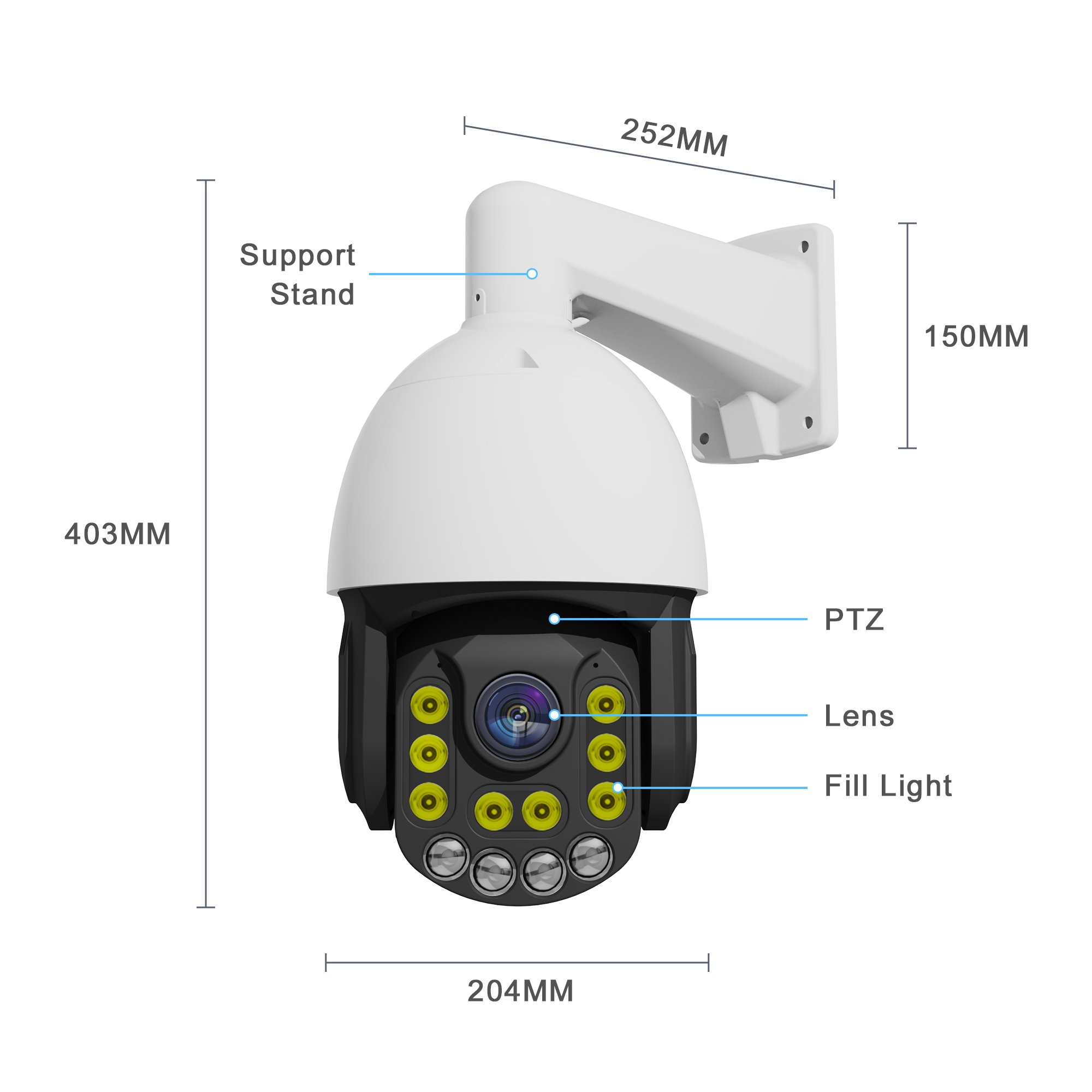 Outdoor Wired IP Security CCTV Camera Waterproof Wired Smart Color Surveillance Camera Full HD AI 33X Optical Zoom Ptz Camera
