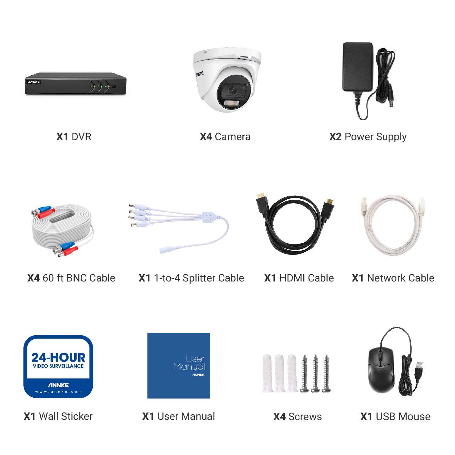 ANNKE 3K CCTV Security Camera System with Audio, Night Vision, and Motion Detection DVR CCTV Surveillance Turret Camera