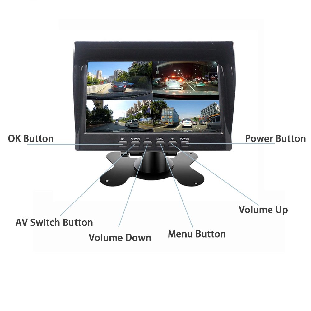 Ahd 7" 4ch 128GB Storage Car Reversing Aid HD Recording Front And Rear View Mirror Surveillance Dvr Monitor System For Bus Truck