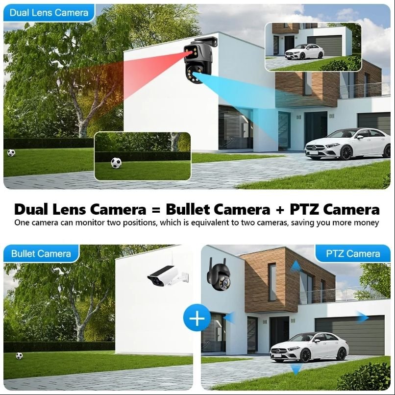 ICsee 4CH 6MP POE PTZ CCTV Camera Kit System POE IP Nvr Kit 3K Auto Tracking PTZ Surveillance POE IP Security Camera Kit System
