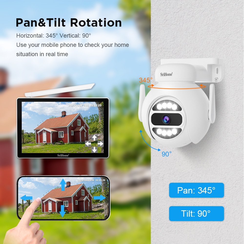 2024 Srihome NVS010 +4*IPC047 5MP Two-way Audio Full-color Night Vision Humanoid Tracking Wifi Alarm System security