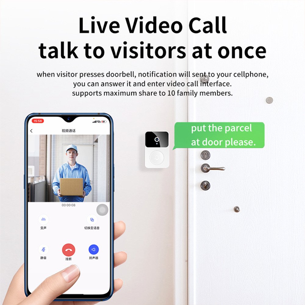 Intelligent Visual Doorbell Remote Wireless Wifi High-definition Night Vision Capture Surveillance Video Two-way Intercom