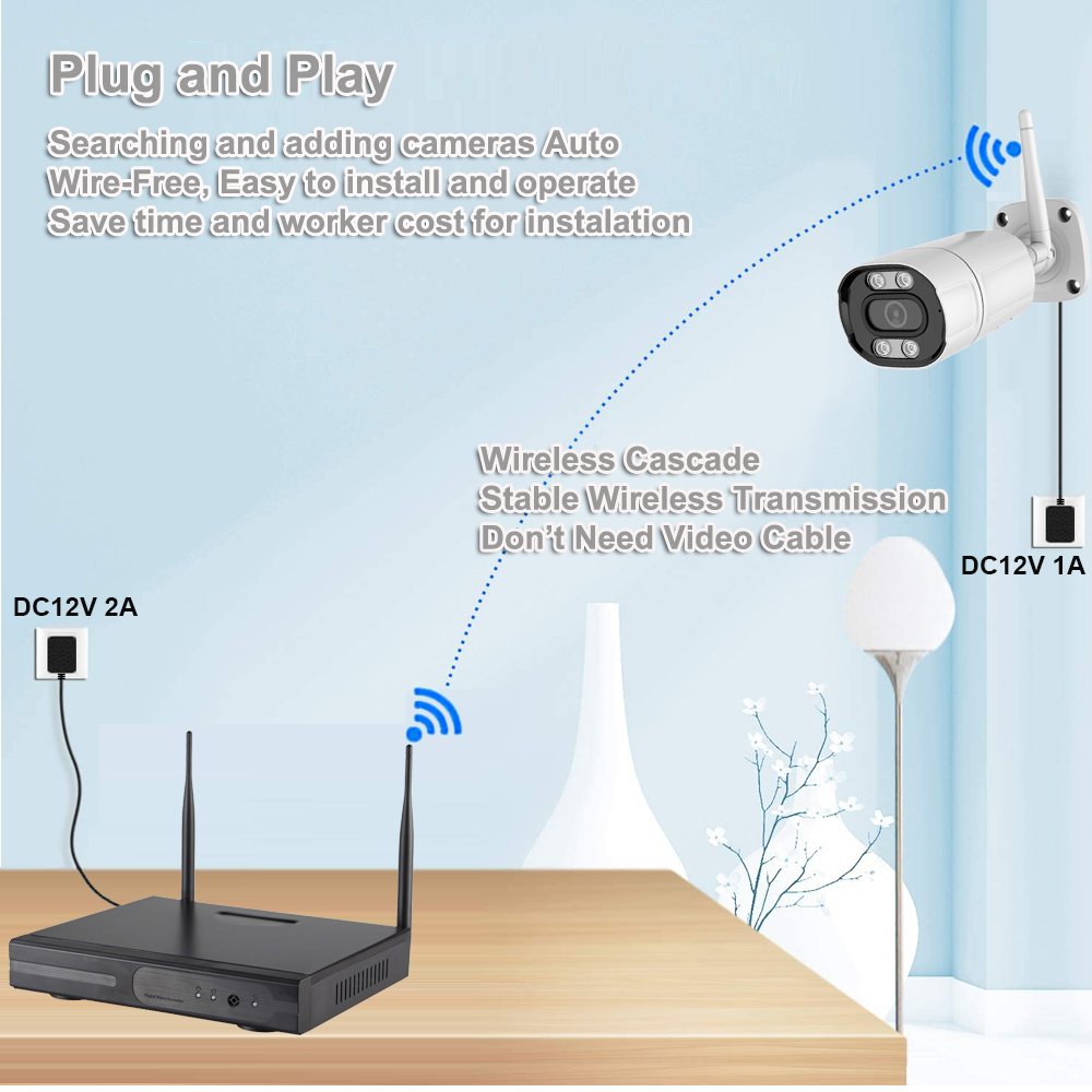 FansuTi Home security system wireless cctv security camera system 8CH 3MP WiFi NVR KIT with Night Vision