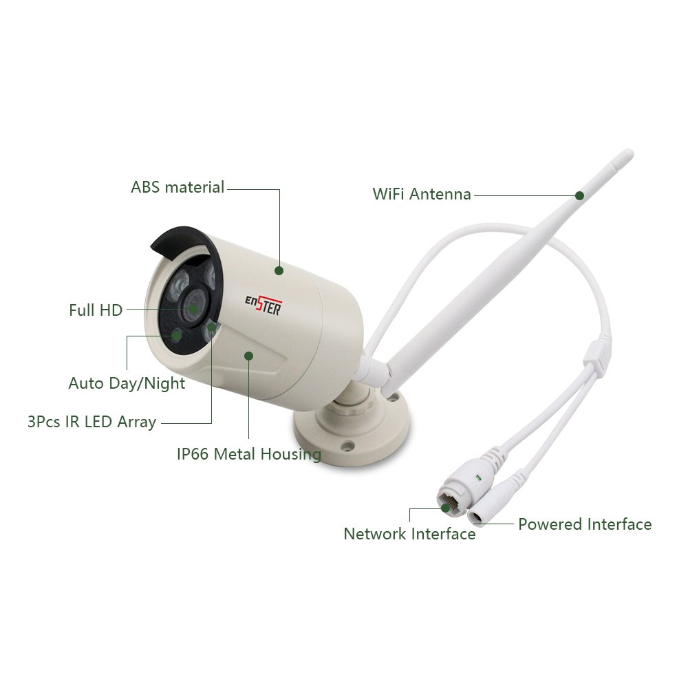 ENSTER 3MP Outdoor Indoor Wireless CCTV Security Wifi Camera System 4CH Wifi NVR Kit