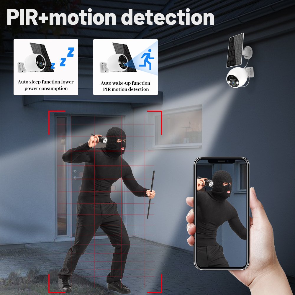 3MP cctv camera ptz solar battery powered wifi cameras outdoor waterproof smart wireless battery camera