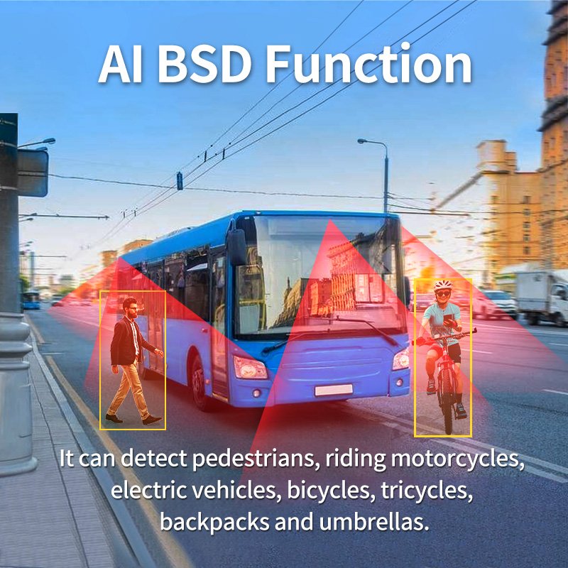 CareDrive MR910-BSD 4CH AI MDVR with BSD 4g WiFi 512GB SD Card Storage Blind Spot Pedestrian Cyclist Motorcyclist Detection
