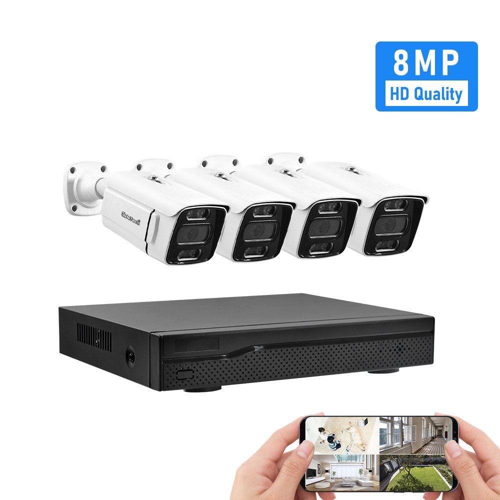 JideTech H265 4K Security Camera System 4 Channels Surveillance System Security Camera System Surveillance Ip Cameras