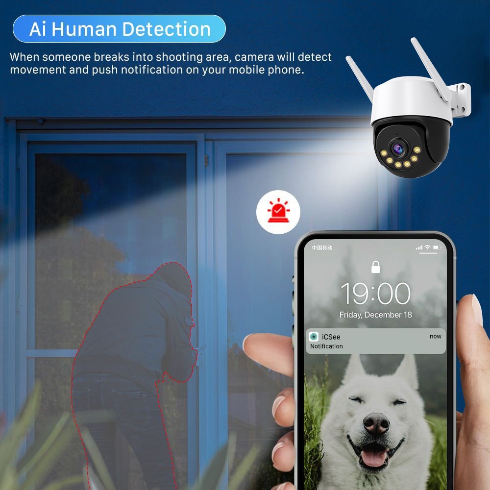 Intelligent Auto Tracking smart Alarm ICSEE Wifi IP Camera Surveillance For Outdoor Anti Thief 4MP Wired Network IP PTZ Camera