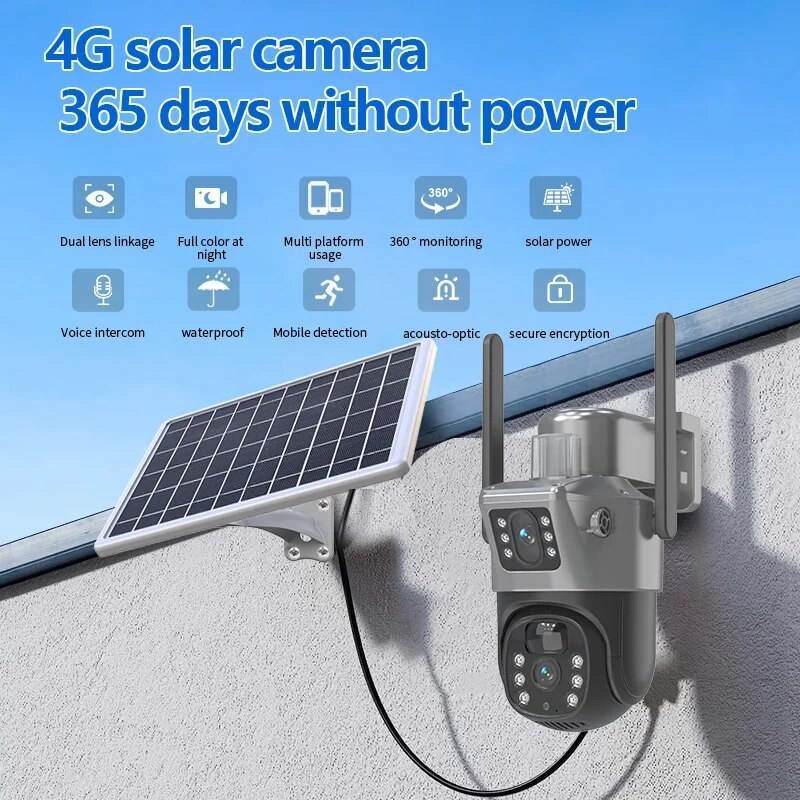 EseeCloud app 6MP Solar Panel Power IP Camera PIR WIFI 4G Security Camera Waterproof Outdoor GSM SIM Card Network Camera