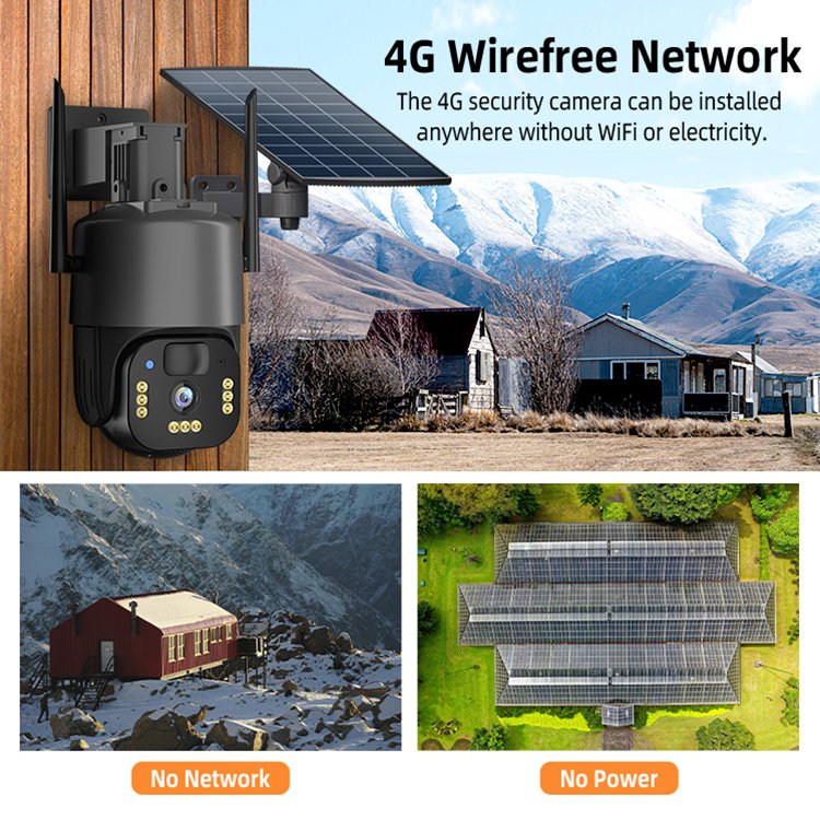 Wholesale 3MP PTZ Solar Low Power 4G Cameras for farm or store cctv camera connected to mobile phone