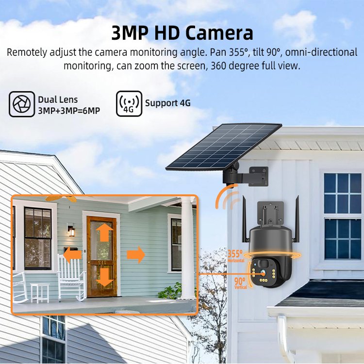 Wholesale 3MP PTZ Solar Low Power 4G Cameras for farm or store cctv camera connected to mobile phone