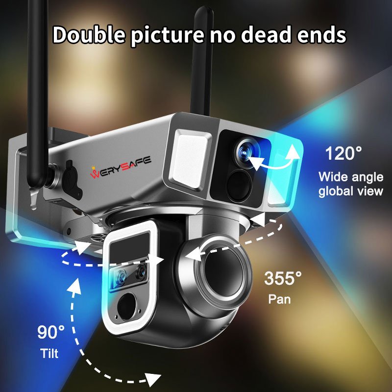 WERYSAFE Low Power Motion Detection Network Camera PIR 4g Surveillance Ptz 4k 8mp Dual Lens 10x Zoom Solar Camera