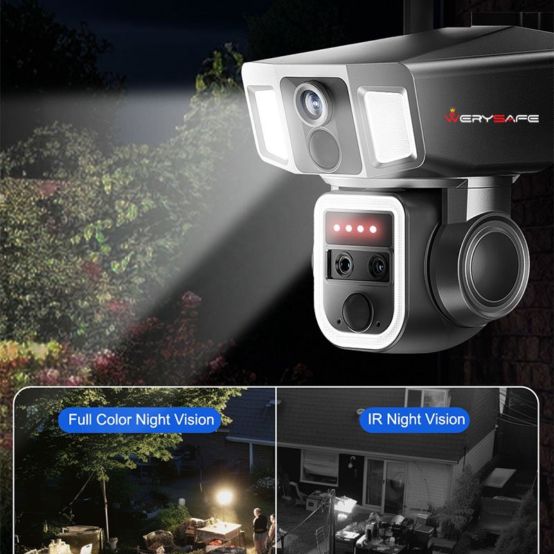 WERYSAFE Low Power Motion Detection Network Camera PIR 4g Surveillance Ptz 4k 8mp Dual Lens 10x Zoom Solar Camera