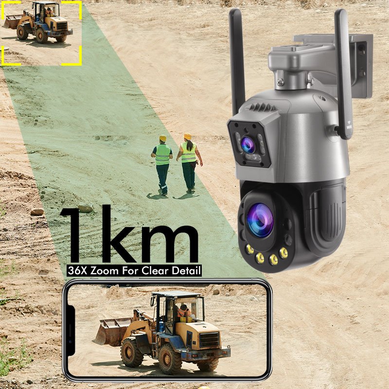 TecDeft Security Camera 8MP 4K WIFI IP Outdoor 36X Zoom PTZ Dual Lens 4G Wireless Video Surveillance CCTV Cameras P2P Speed dome