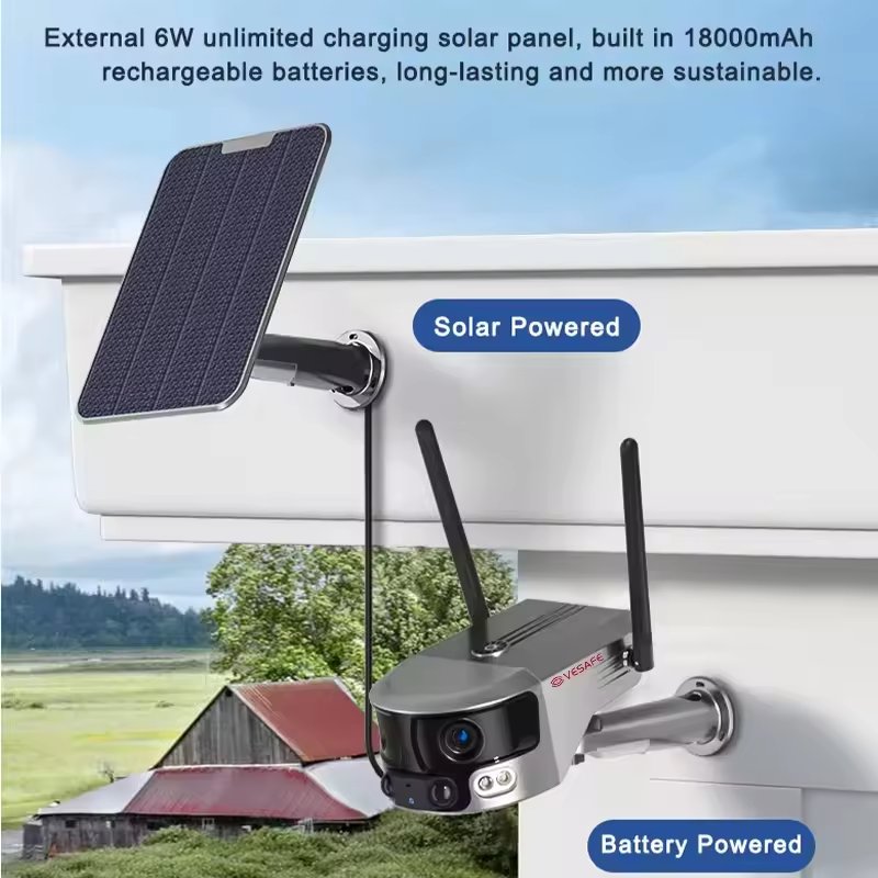VESAFE 4K 8MP Dual Lens 180 Degree Viewing Angle Network Camera With Sim Card Outdoor Safe Security Network Camera