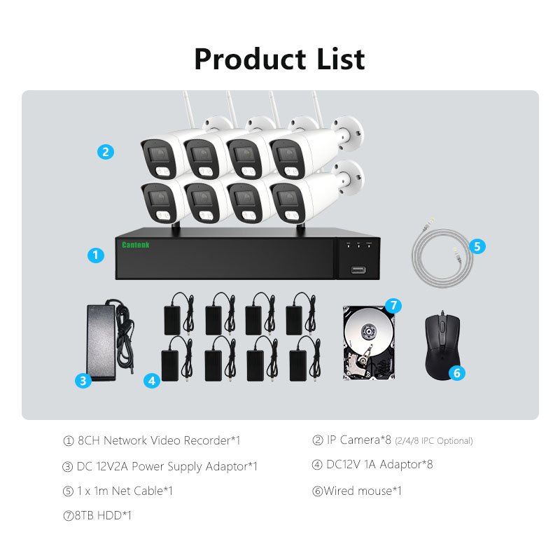 4K METAL HOUSING BULLET NVR KIT 8MP OUTDOOR BULLET IP CAMERA 8T HDD CCTV SYSTEM 8 CH NVR AUDIO RECORD VIDEO SURVEILLANCE KITS