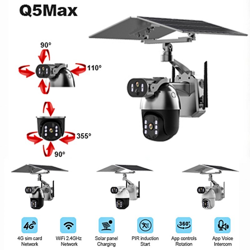 Rscamtom 6MP Outdoor CCTV Camera Motion Detection ICAM+ Solar Powered 4G Auto Tracking Solar Colorful Night Vision Solar Camera