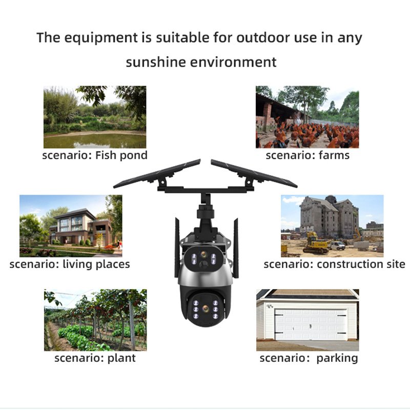 Rscamtom 6MP Outdoor CCTV Camera Motion Detection ICAM+ Solar Powered 4G Auto Tracking Solar Colorful Night Vision Solar Camera