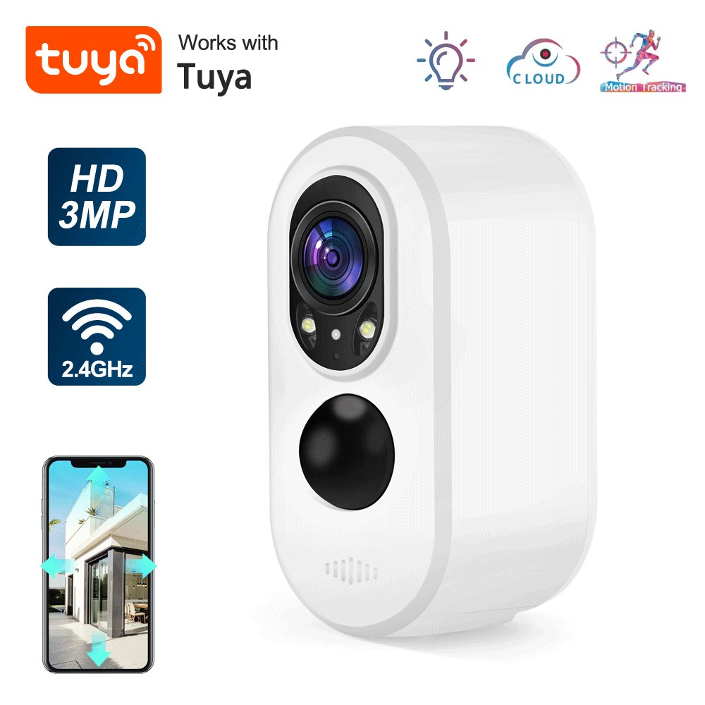 Waterproof 3.5W Solar Panel 3MP Tuya Smart WiFi IP Home Security Outdoor Solar Battery Rechargeable Camera PST-SDW-2-S