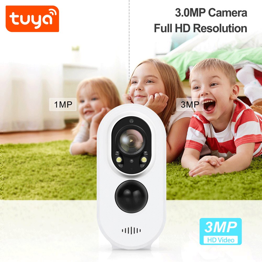 Waterproof 3.5W Solar Panel 3MP Tuya Smart WiFi IP Home Security Outdoor Solar Battery Rechargeable Camera PST-SDW-2-S