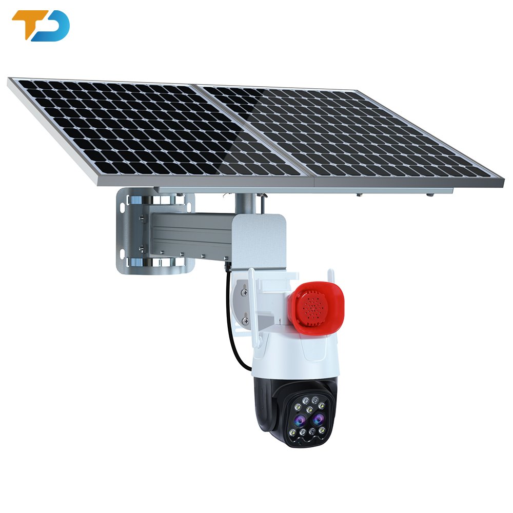 TecDeft 4g Sim Card Dual Lens 4mp+4mp 10x optics Zoom PTZ Security Wireless Wifi 4g Speaker Alert Network Solar Camera For Farm