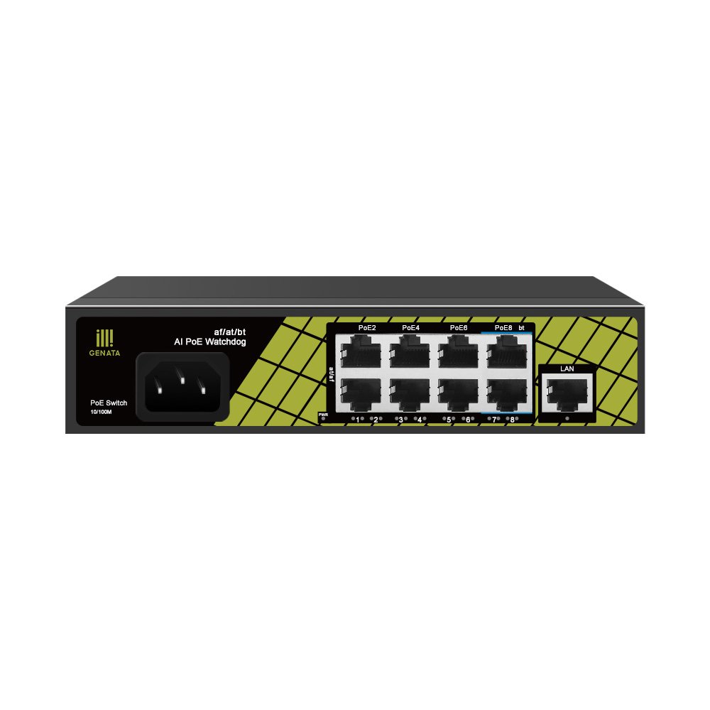 GENATA 8+1 Port 100Mbps PoE Switch with Watchdog for Enhanced Surveillance & Network Systems