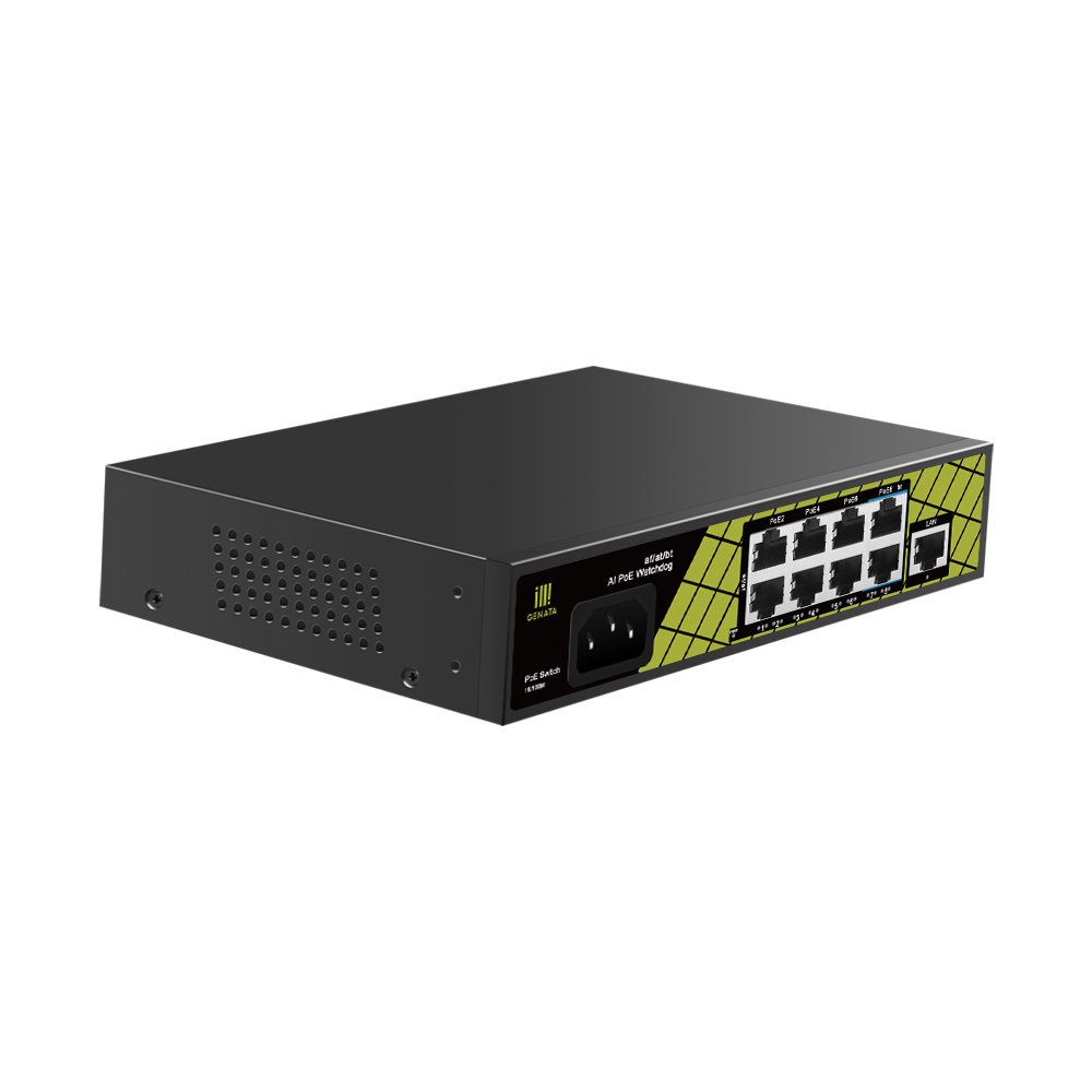 GENATA 8+1 Port 100Mbps PoE Switch with Watchdog for Enhanced Surveillance & Network Systems
