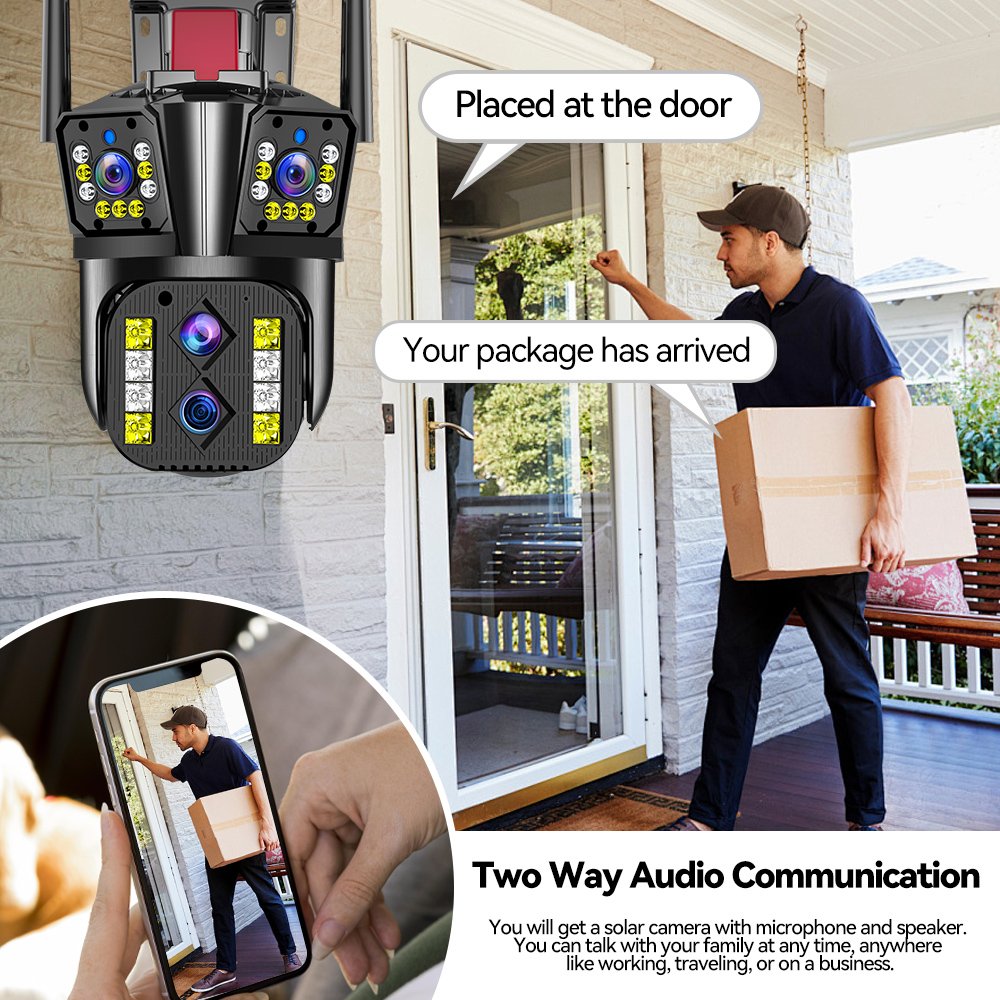 8K 10X Optical Zoom Outdoor Surveillance CCTV WIFI Security Camera System 8MP Camera PTZ Four Lens Network Camera