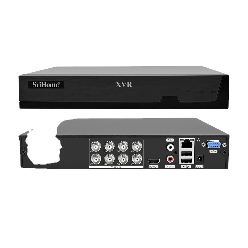 NVS008 8CH XVR+ 8*AHD029 2024 SriHome Hot Sale Cheap And High quality XVR TVI/AHD/DVR/NVR/CVI Cctv Camera System