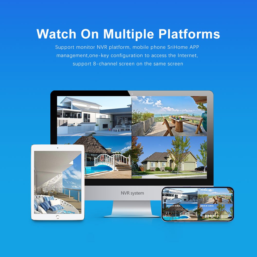 NVS008 8CH XVR+ 8*AHD029 2024 SriHome Hot Sale Cheap And High quality XVR TVI/AHD/DVR/NVR/CVI Cctv Camera System