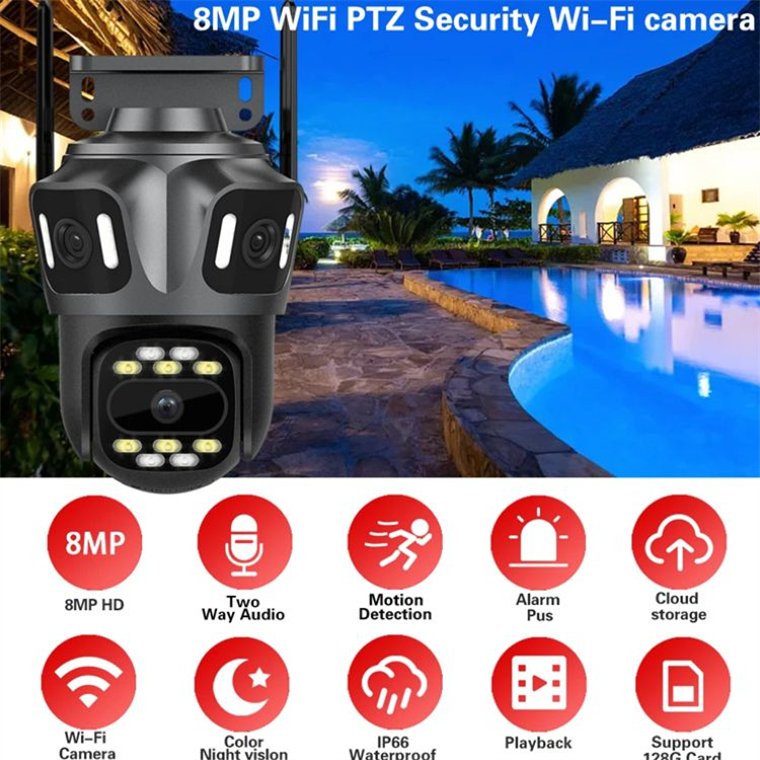 Rscamtom 6K HD Waterproof Camera for Traffic Surveillance Three Lens System CCTV Camera for Emergency Response System