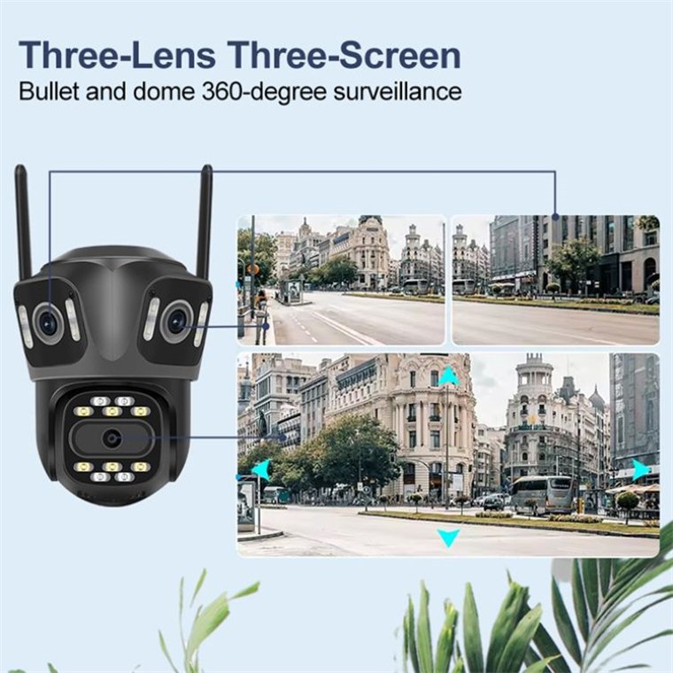 Rscamtom 6K HD Waterproof Camera for Traffic Surveillance Three Lens System CCTV Camera for Emergency Response System