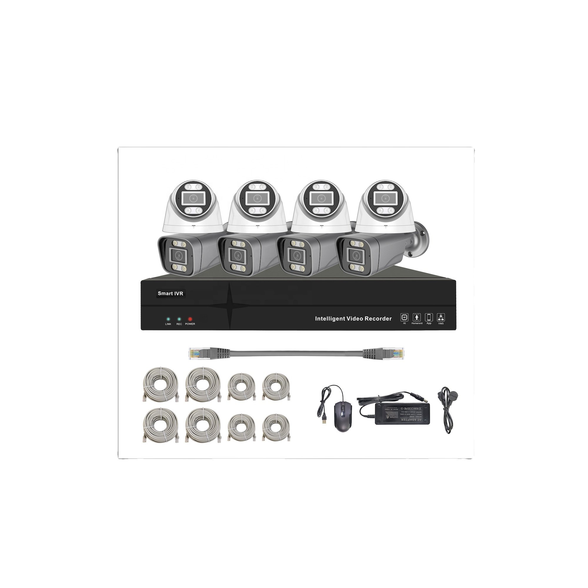 4CH 8MP SeeEasy App two-way audio full color smart analysis AI PoE NVR kit