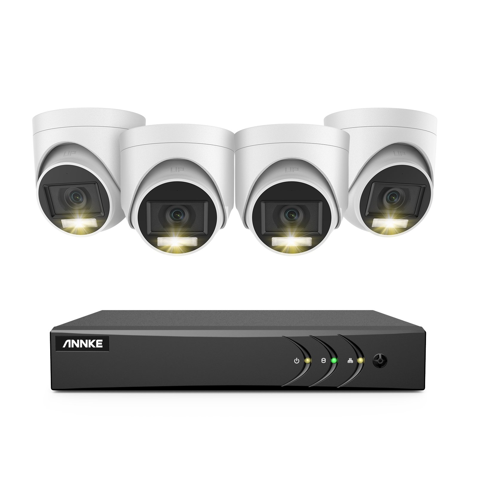 ANNKE High-Resolution 2MP CCTV Turret Camera with Audio, Night Vision, Dual Light Switching, and DVR Security System