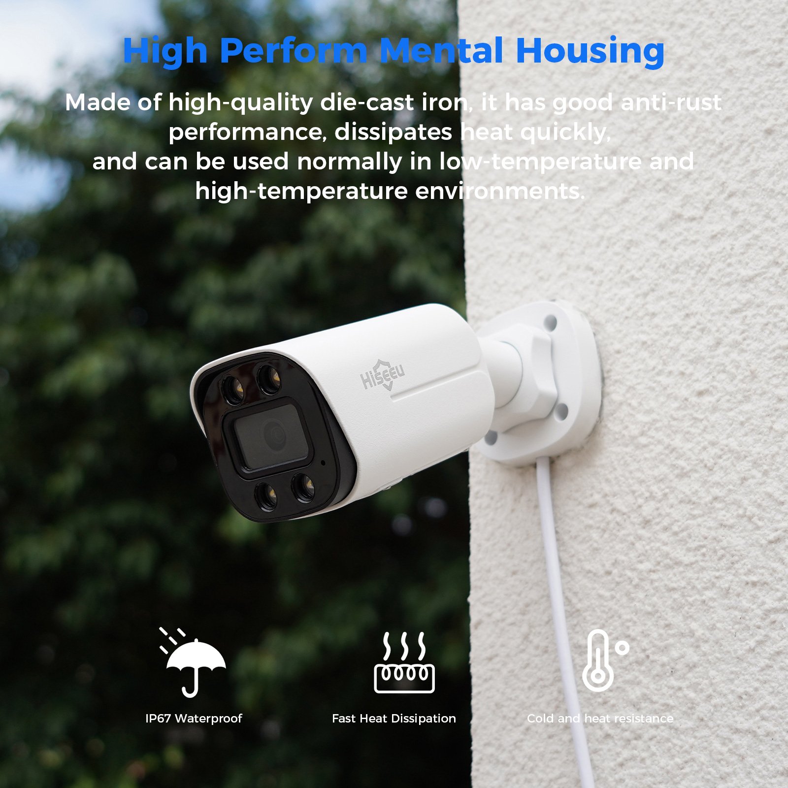 Hiseeu H.265 4K 8MP Color Night Vision 8-Channel POE NVR Outdoor IP Surveillance Security Camera System