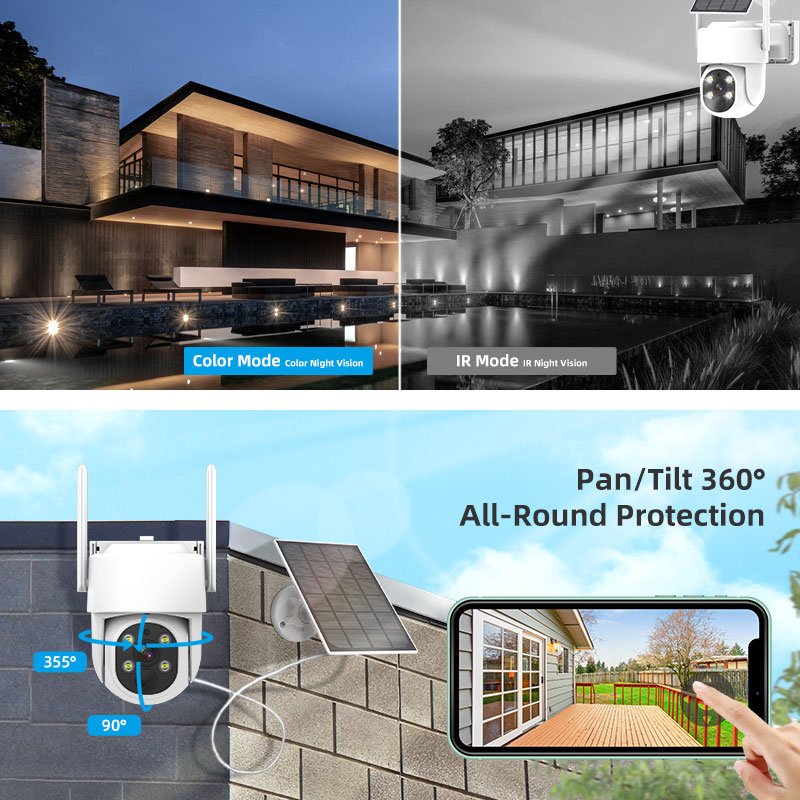 Wireless WiFi Home Security Camera System Wireless WiFi CCTV NVR Kit Solar Camera Surveillance Systems