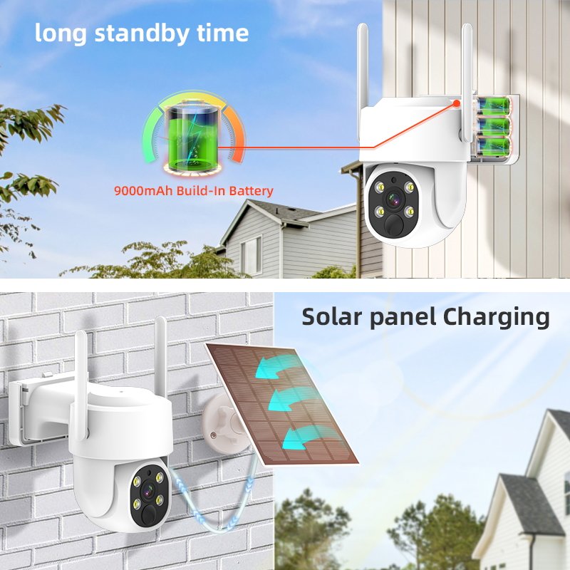 Wireless WiFi Home Security Camera System Wireless WiFi CCTV NVR Kit Solar Camera Surveillance Systems