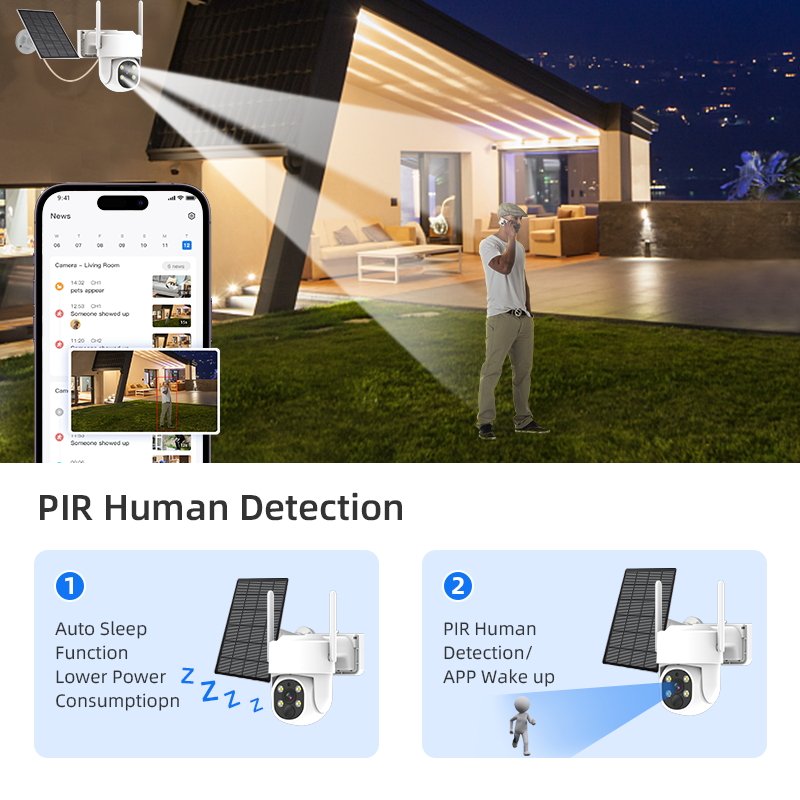 Wireless WiFi Home Security Camera System Wireless WiFi CCTV NVR Kit Solar Camera Surveillance Systems