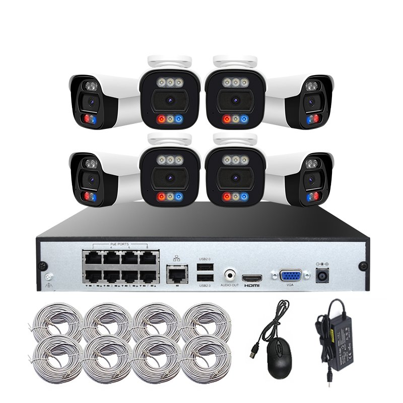 CCTV 4K 8MP Security Colorvu IR Camera System 8 Channel 4CH 16CH NVR Kit PoE with Audio H.265 IP POE NVR Kit