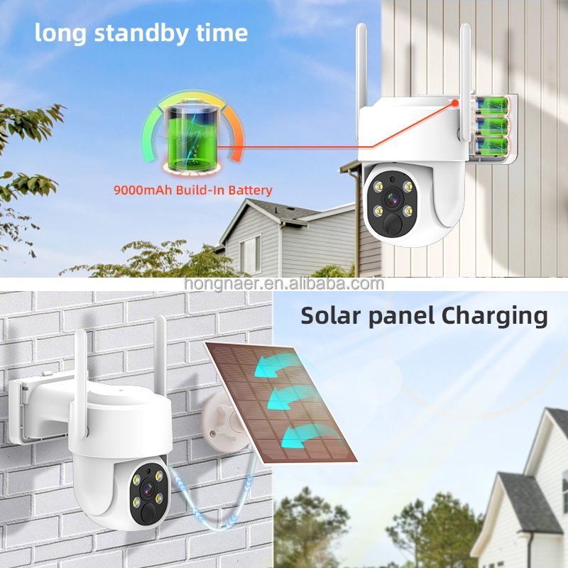 10.1'' LCD CCTV Kit Wireless Solar Power Security PTZ Camera System Wireless WiFi Outdoor Solar CCTV Camera Surveillance System