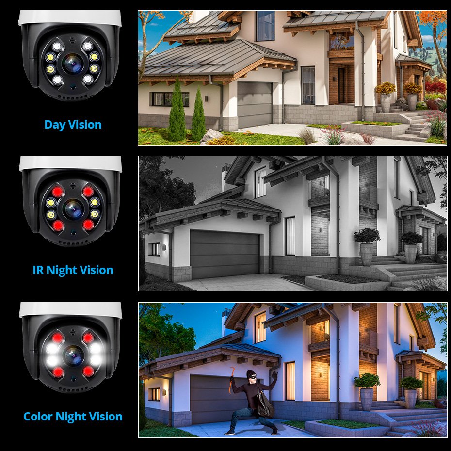 KERUI 4MP Cameras 8CH CCTV Surveillance System With Network Cable POE Cameras 4K NVR System Home Security PTZ Camera System Kit