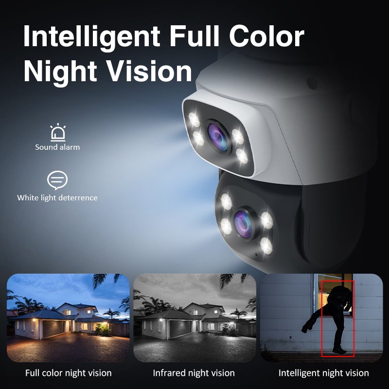 Wholesale Dual Screen Alarm Linkage 4MP 6MP 4K CCTV Outdoor PTZ Surveillance IP Wireless Home Security WiFi Dual Lens Camera