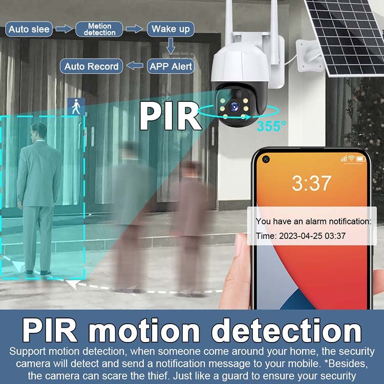 Rscamtom V380pro 3MP Waterproof Outdoor Solar cctv Camera Night Vision Audio Motion Detection 4g Sim Card Solar Security Camera